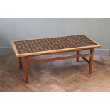 A 1970's tile top rectangular coffee table