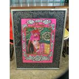 A very large framed promotional poster for Zandra Rhodes in silver frame