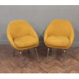 Two yellow and chrome chairs (as found)