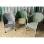 Three vintage green loom style chairs