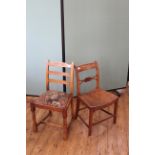 An Edwardian oak dining chair plus a 19th Century oak chair