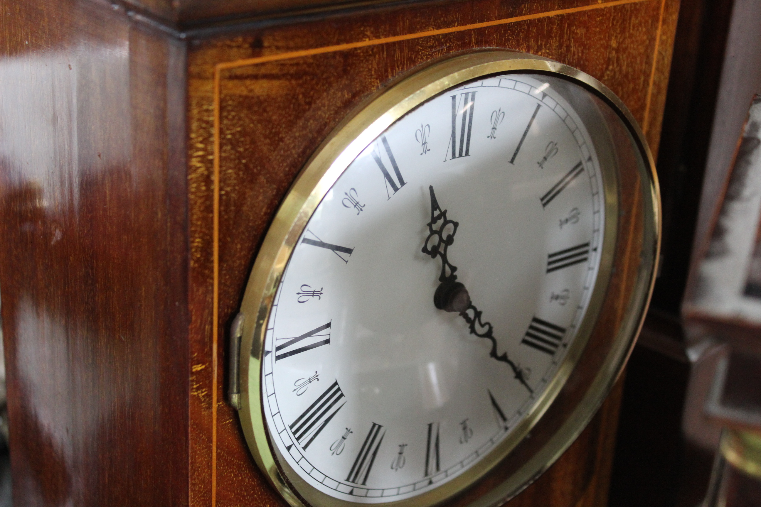 Five various wooden cased mantel clocks including a miniature long case - Image 2 of 3