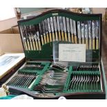 An oak cased canteen of cutlery of twelve settings (approx one hundred pieces), by Harrison Bros,