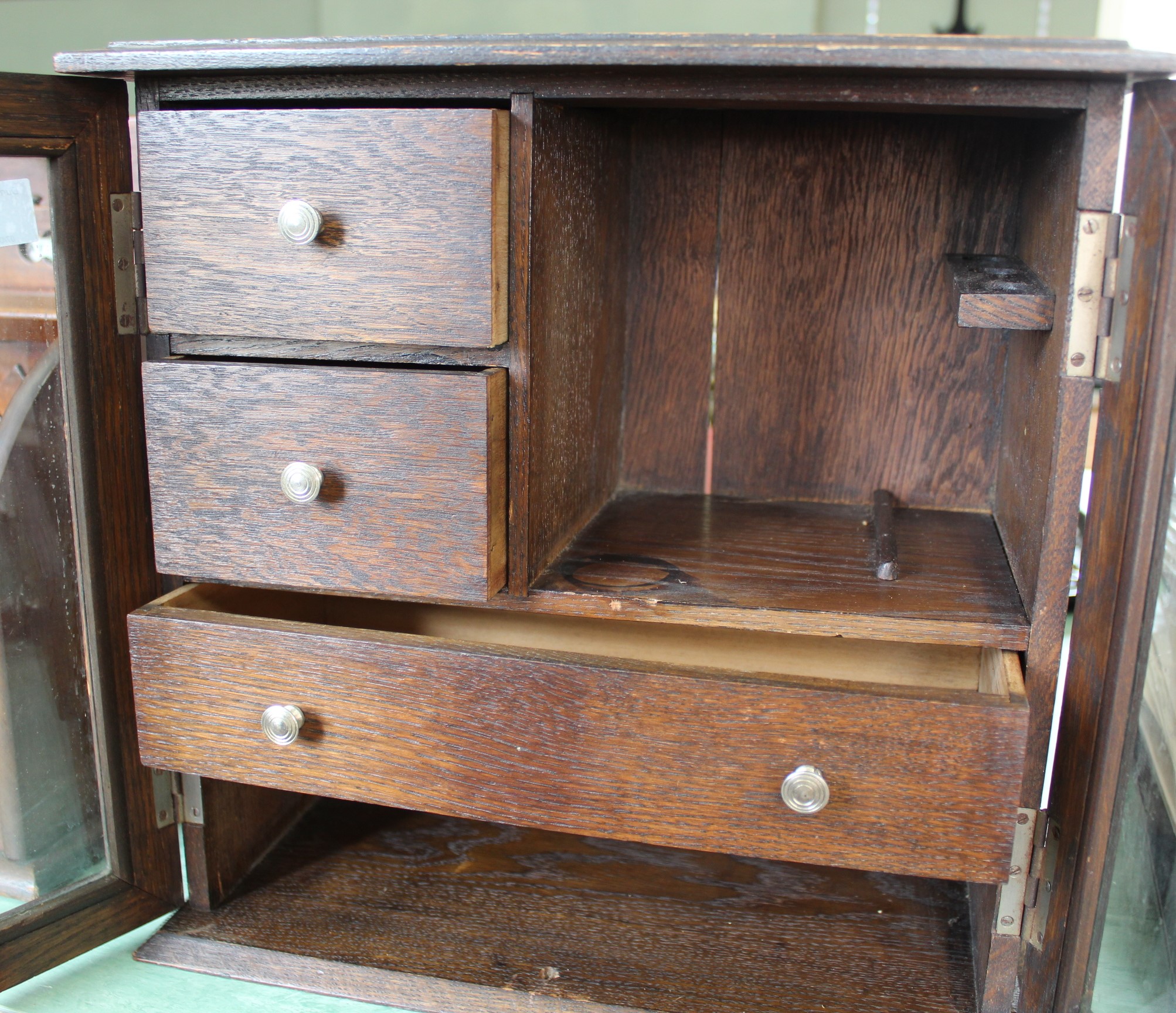 An oak three drawer smokers cabinet, - Image 2 of 3