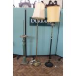 A brass and steel standard lamp,