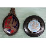 A vintage Vauxhall enamel radiator badge and another