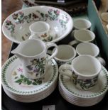 A selection of Portmeirion 'The Botanic Garden' pattern to include a large mixing bowl, milk jug,