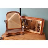 A Victorian mahogany swing mirror plus an inlaid over mantel mirror