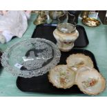 A moulded glass cake stand,