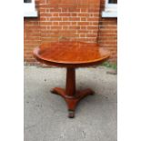 A Victorian mahogany breakfast table on platform base and paw feet