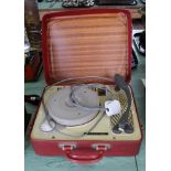 A 1960's Regentone portable gramophone in red leatherette case
