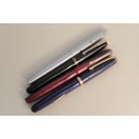 A group of four ink pens, Waterman 5oz with 14ct gold nib,