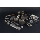 A collection of scrap silver and white metal items (some continental), weighable silver approx 380g,