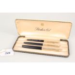 A cased Parker "61 Deluxe" ink pen ballpoint pen and pencil c.