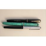 Three vintage ink pens, one marked Mont Blanc Monte Rose,