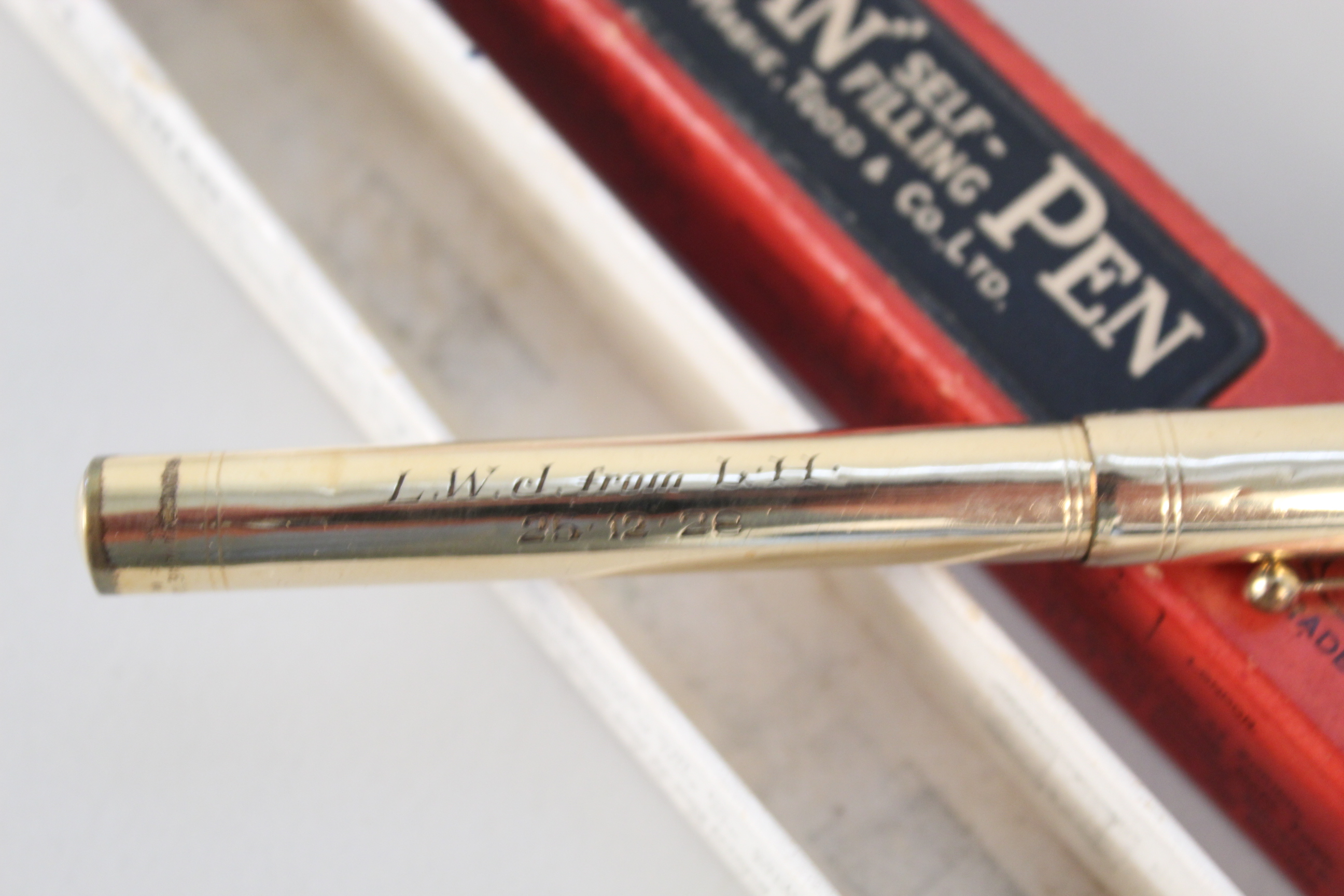 A boxed Swan gold plated self filling pen by Mabie Todd & Co. - Image 2 of 3