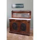 A good quality late Victorian mirror back rosewood marble topped chiffonier with pierced upstand