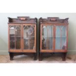 A pair of oak hanging glazed cabinets with Gothic astragal glazed doors,