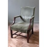 A mahogany framed Gainsborough style chair,