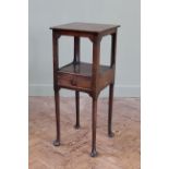 A Georgian III mahogany square washstand on club feet (adapted) 13" x 13" x 32"