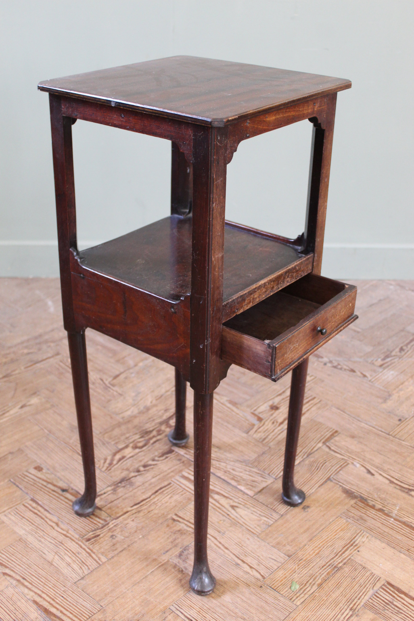 A Georgian III mahogany square washstand on club feet (adapted) 13" x 13" x 32" - Image 2 of 3