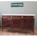 A French Empire style side cabinet with marble top (top as found),