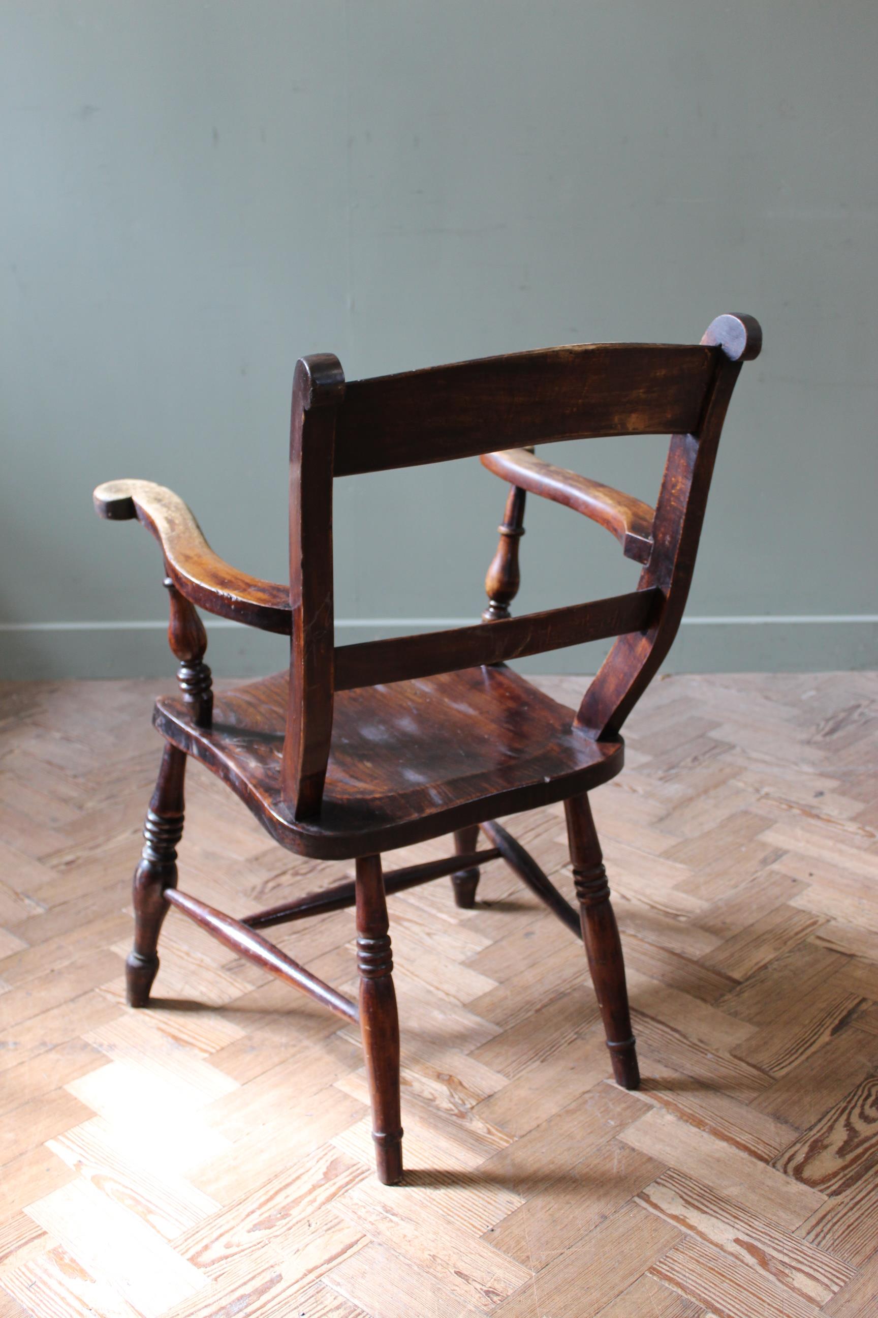 A mid 19th Century elm and beech country armchair, - Image 3 of 3