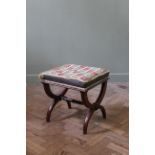 William IV X framed mahogany upholstered stool