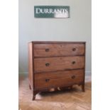 A late Georgian mahogany three drawer chest (as found),