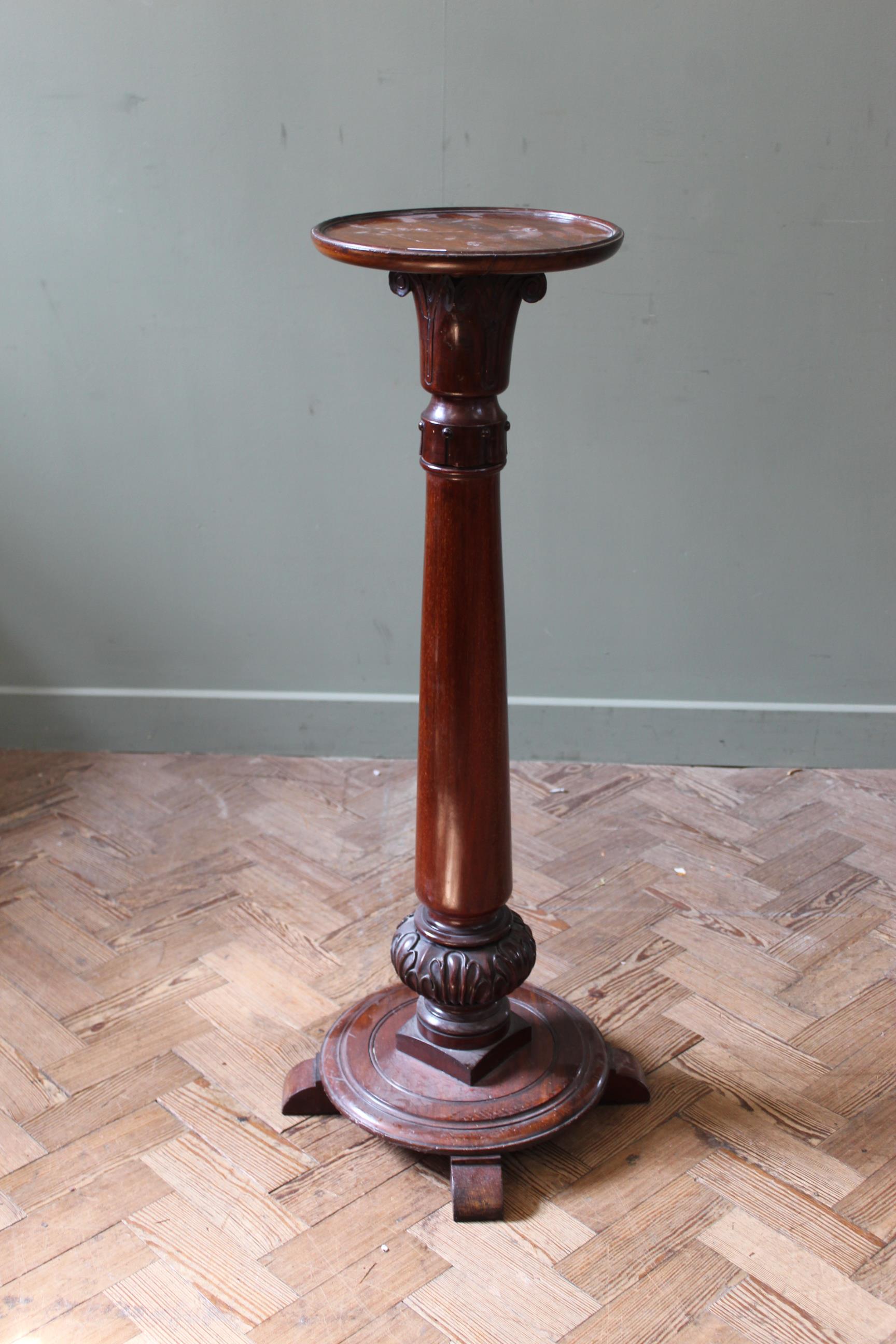 A late 19th Century mahogany torchere (adapted) top,
