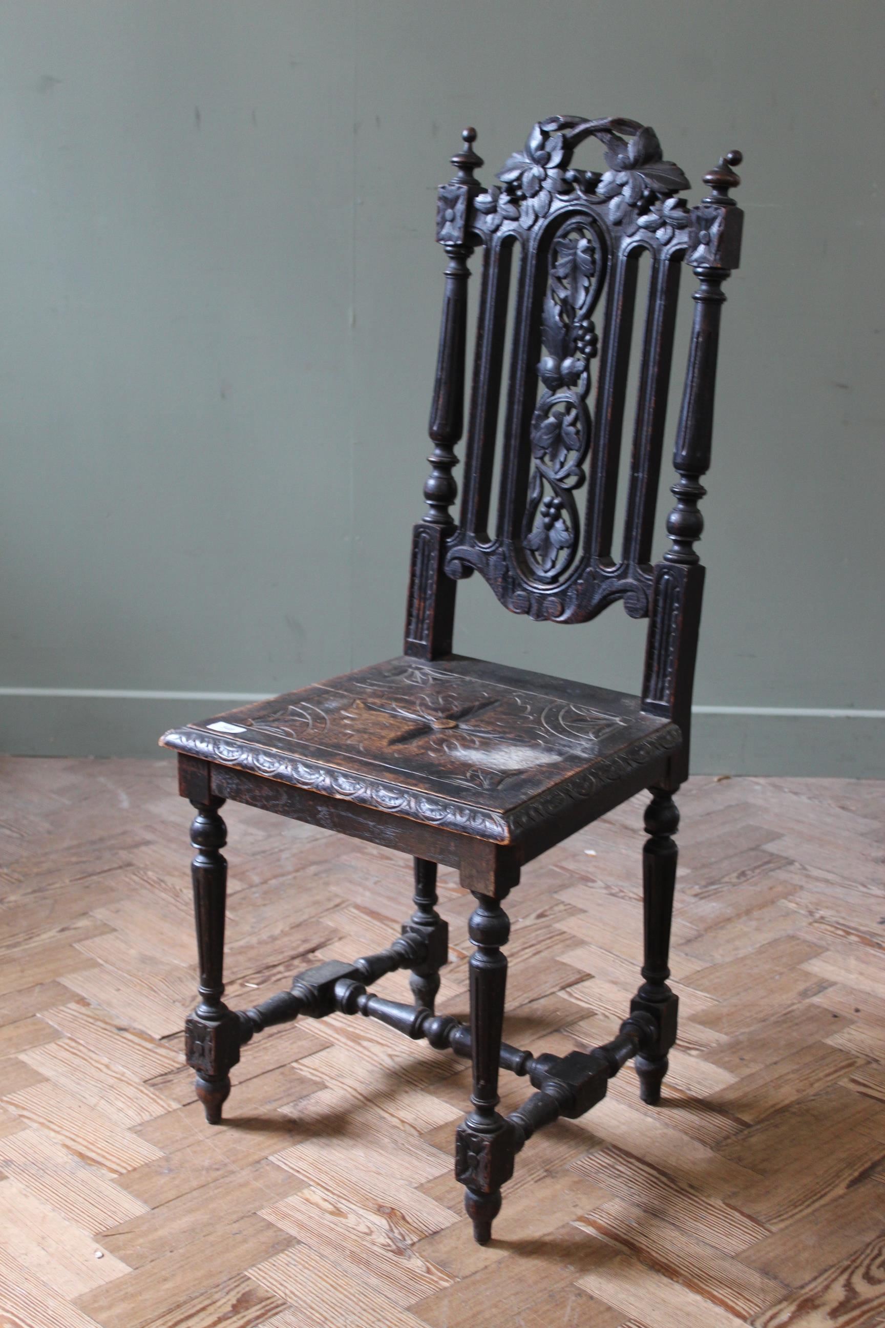 A late 19th Century stained oak single chair in the William and Mary style,