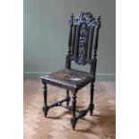 A late 19th Century stained oak single chair in the William and Mary style,