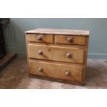 A late 19th Century four drawer pine cottage chest,