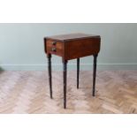 A William IV mahogany two drawer work table with two leaves,