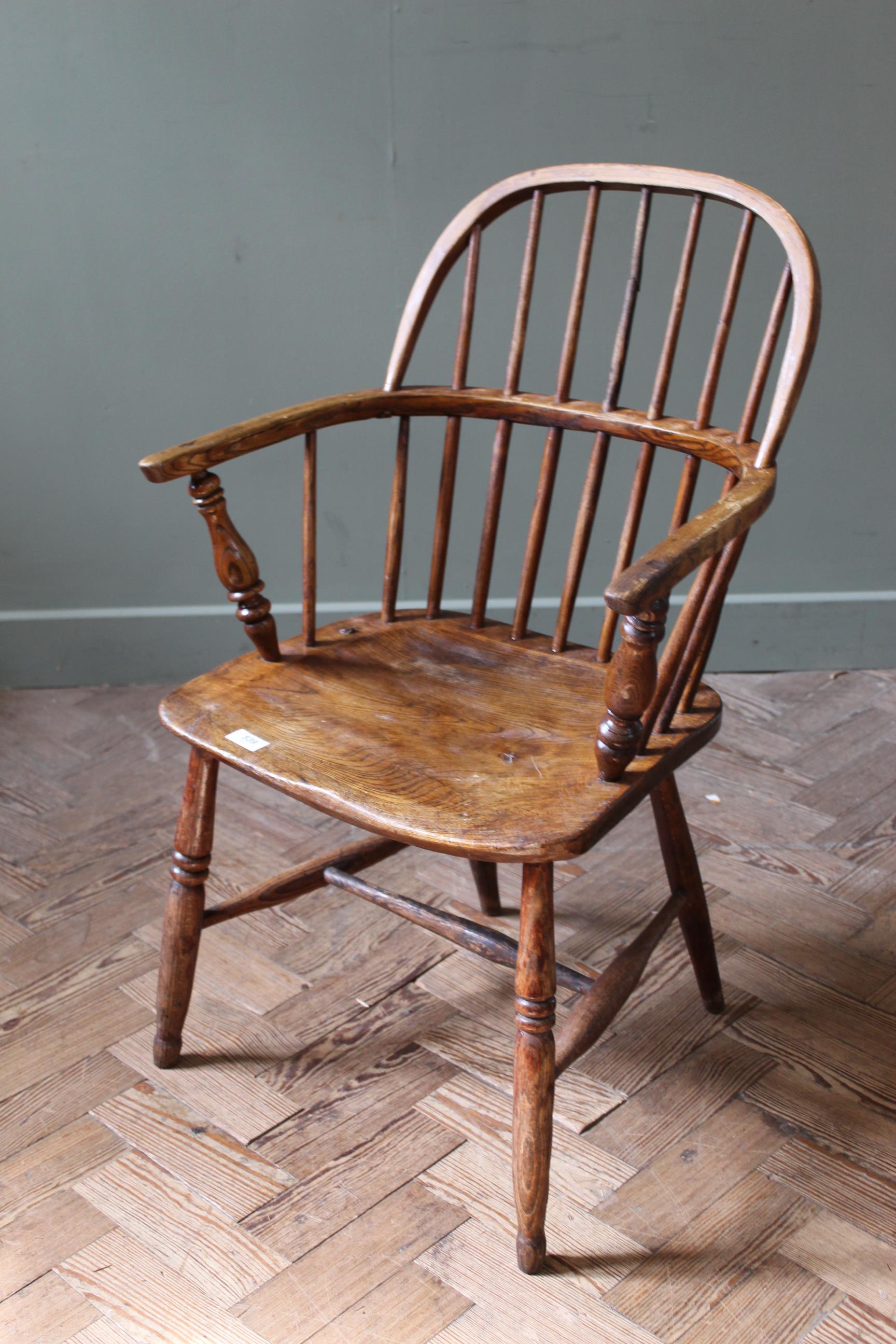 An early 19th stick back Windsor chair,