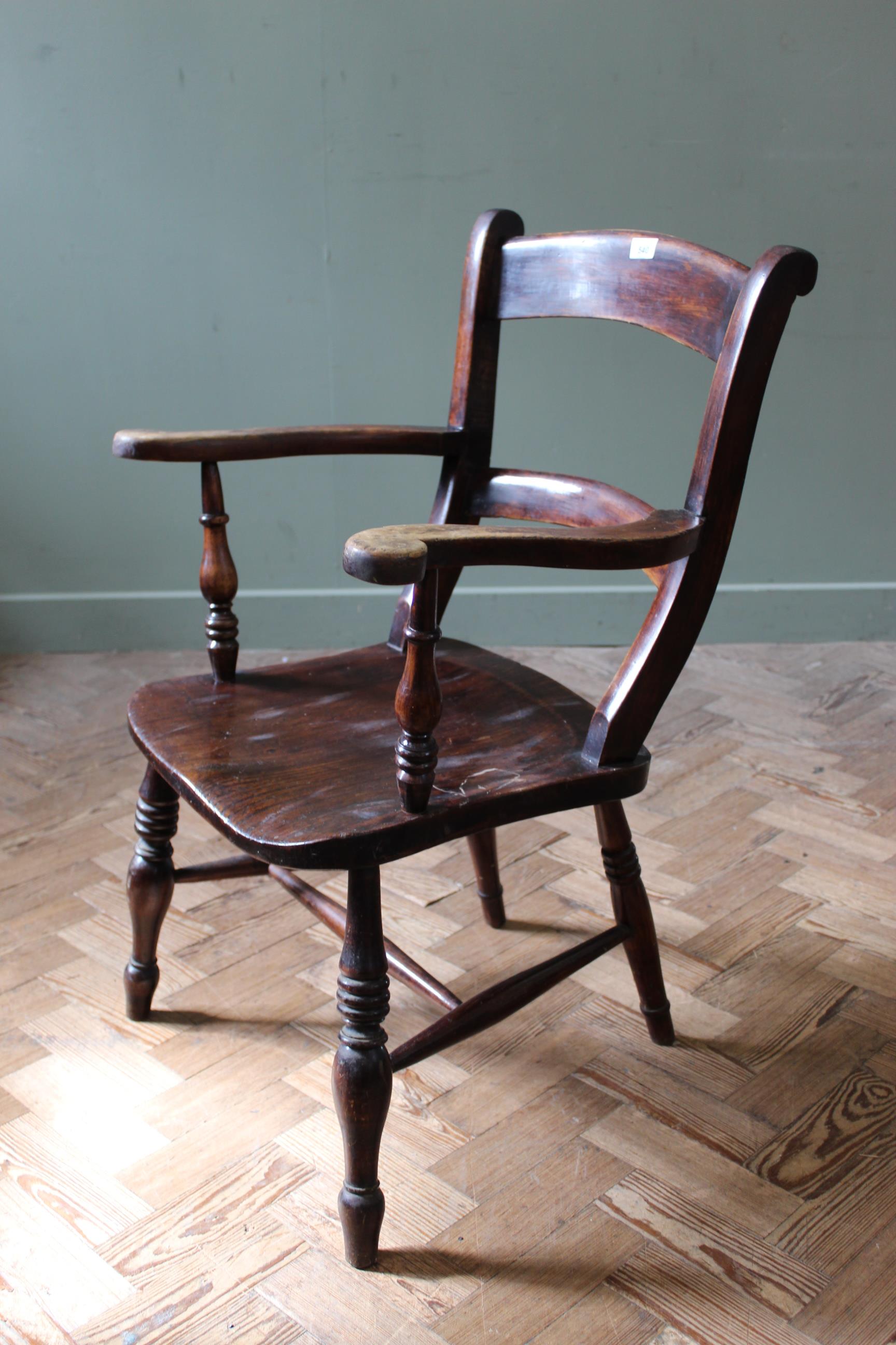 A mid 19th Century elm and beech country armchair, - Image 2 of 3