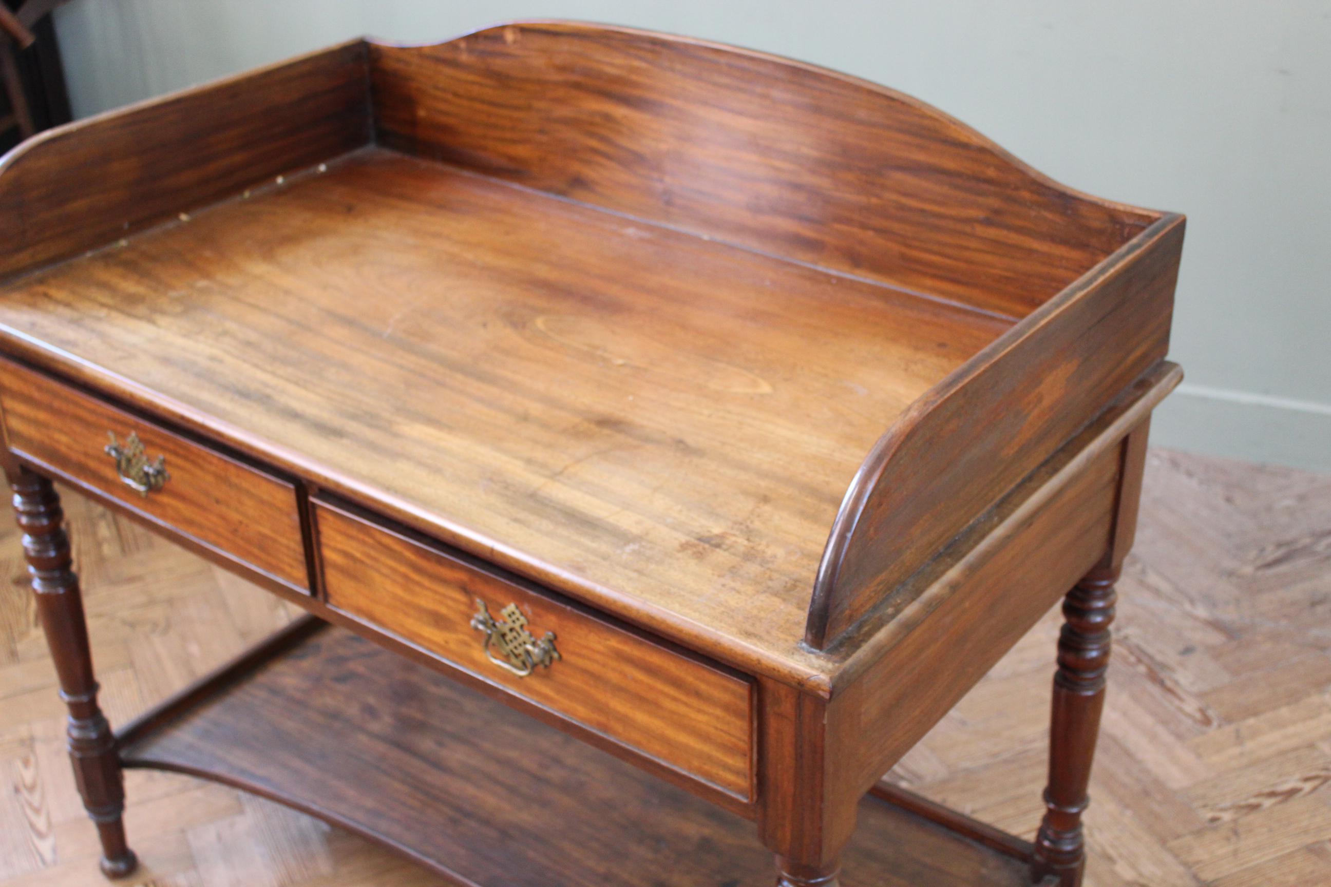 A mid 19th Century mahogany two drawer washstand with under tier, - Image 2 of 3