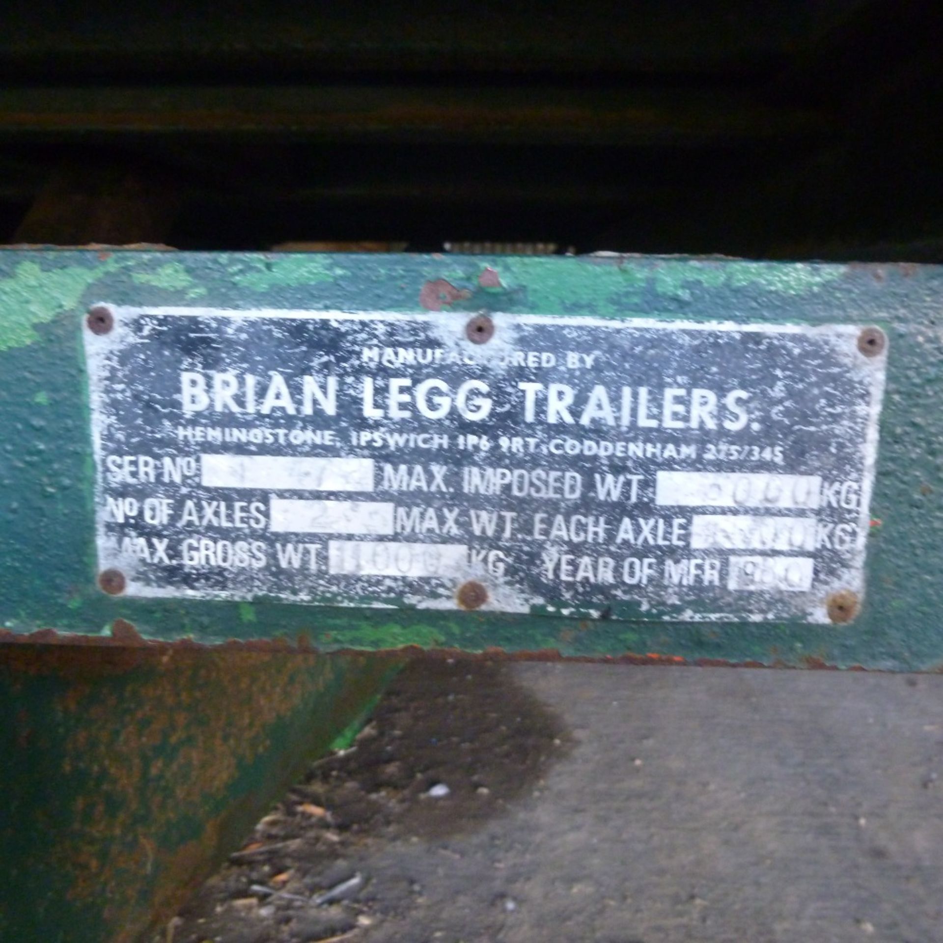 Brian Legg 8T trailer (green), 2 axles, registered 1980, - Image 4 of 6