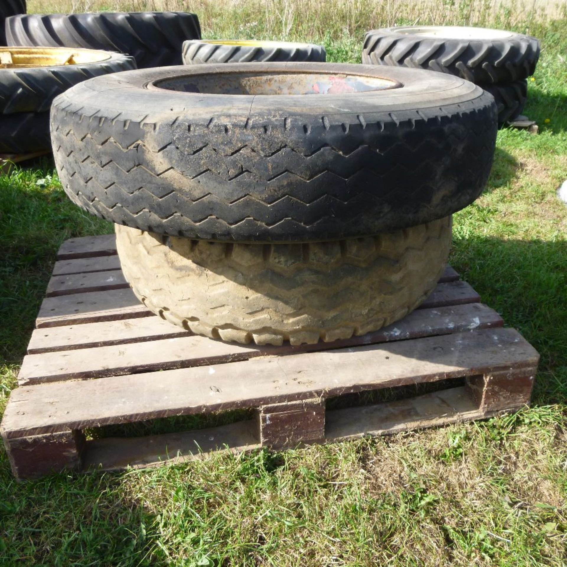 Various wheels and tyres x 2 11R 22.5 and 12.