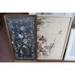 Two framed Chinese floral needlework pictures on silk