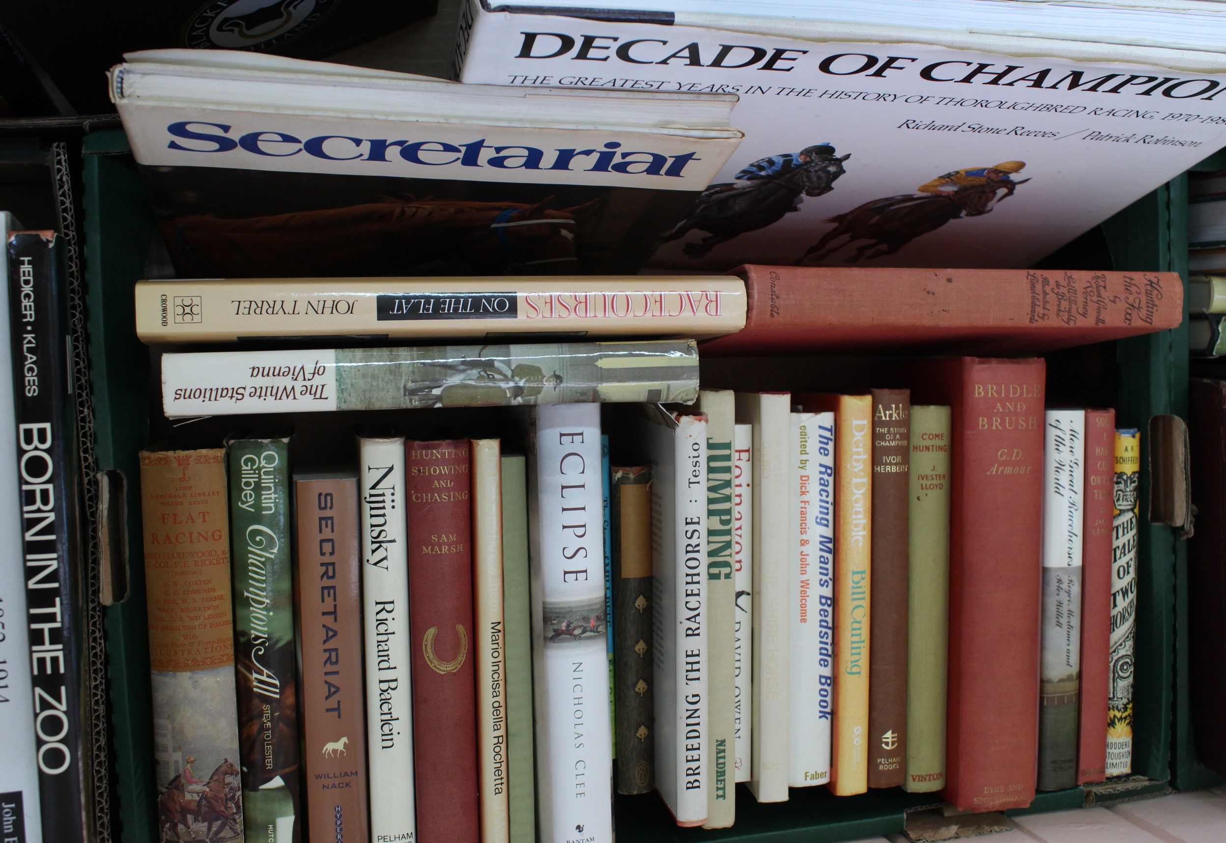 Various horse racing and other equestrian volumes including "Decade of Champions" by R.S.