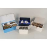 A boxed Chinese style ceramic set, pair of boxed 2010 short horn conference whisky tumblers,