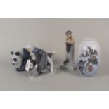 A selection of Royal Copenhagen figures, Giant Panda, Milkmaid and Calf,