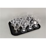 Mixed Victorian and later drinking glasses including four rummers, (one with as found foot),