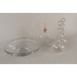 A large Dartington crystal glass dish with dedication,