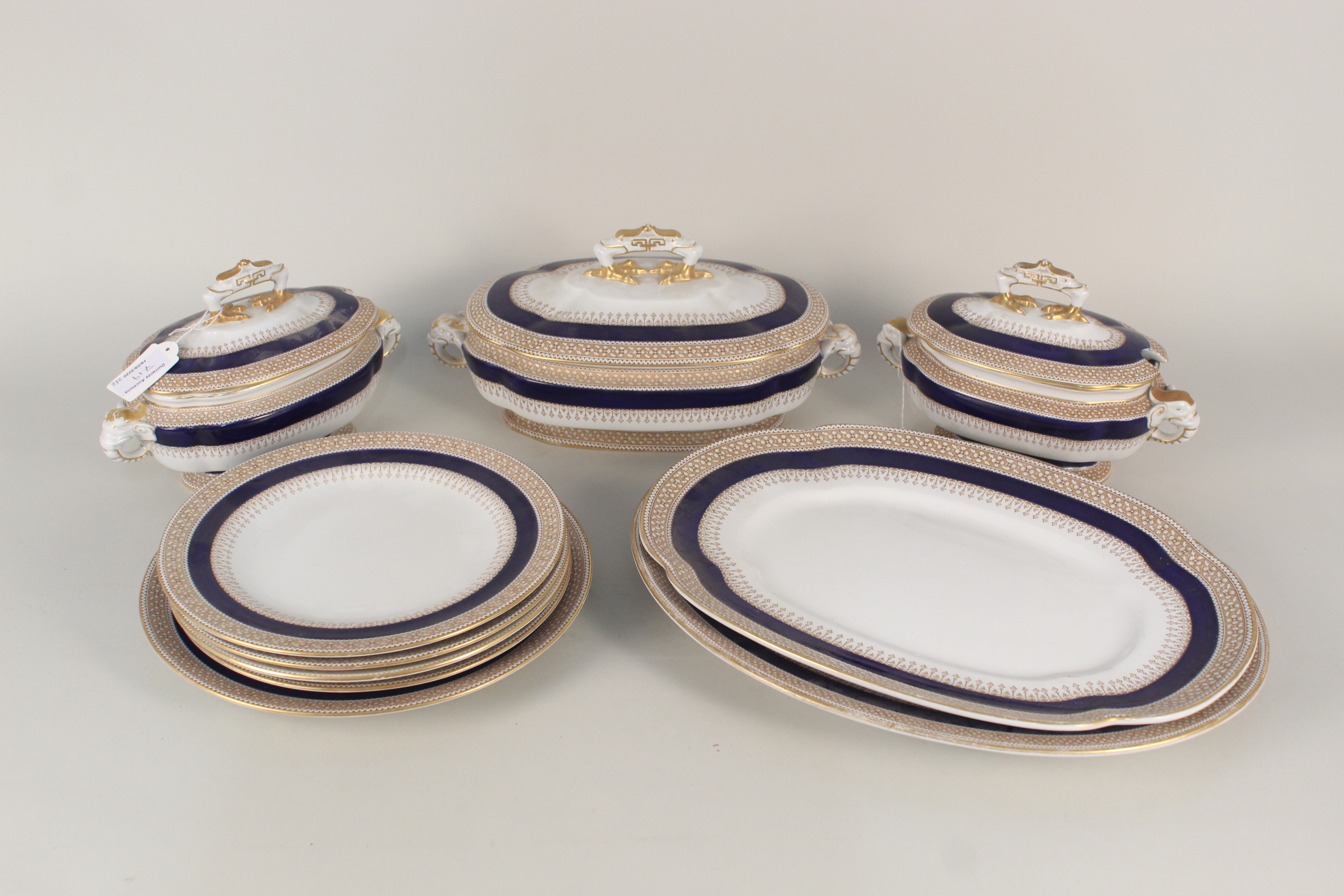 A selection of 19th Century Worcester china dinner wares, meat plates,