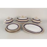 A selection of 19th Century Worcester china dinner wares, meat plates,