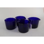 Four early 19th Century Bristol blue drinking glass rinsers/coolers,