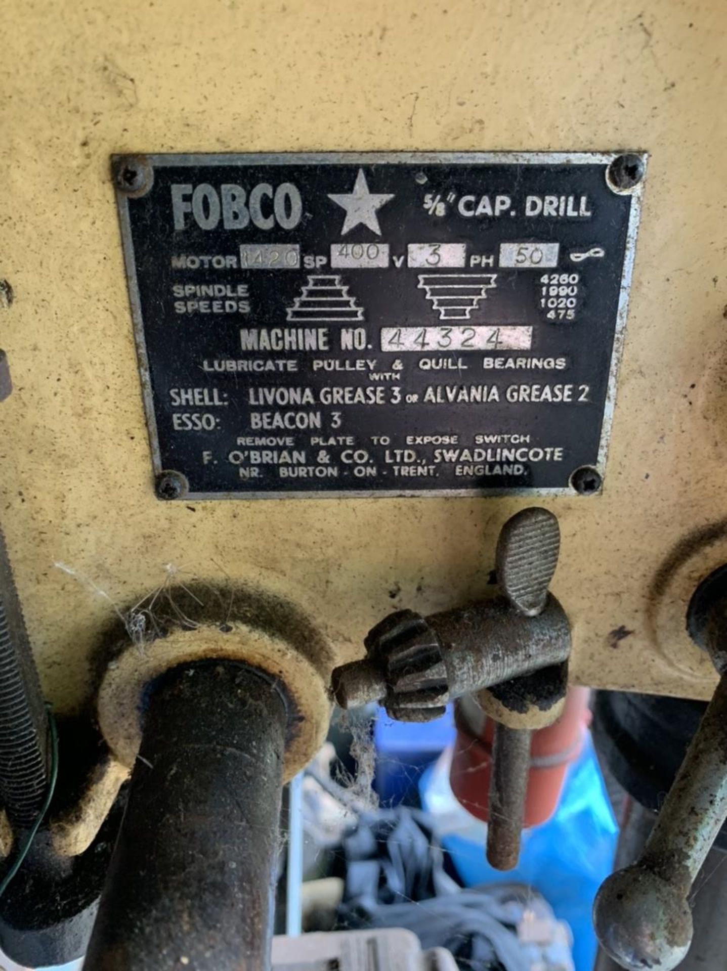 Fobco cap pillar drill. Electrical safety test passed (11.09.20). - Image 6 of 7