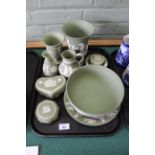 A tray of green Wedgwood Jasper wear (ten pieces)